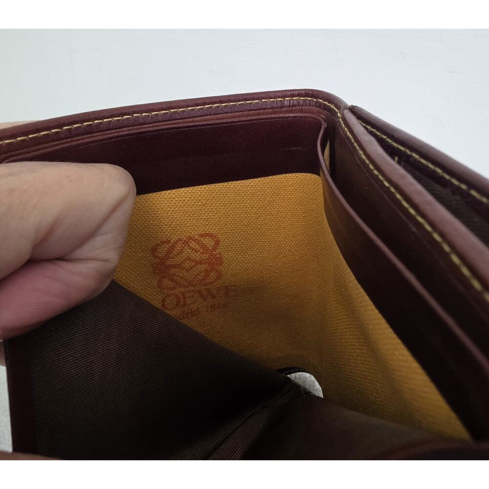 Loewe Women’s Brown/Green Solid Anagram Logo Folding Wallet, Zip Coin w/COA - Picture 6 of 8